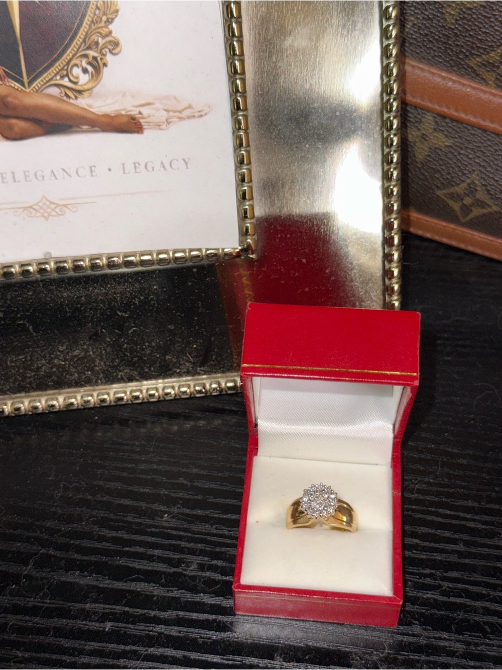 Vintage 14K Gold Natural Diamond Cluster Ring Size 7 5.18g Estate Ring